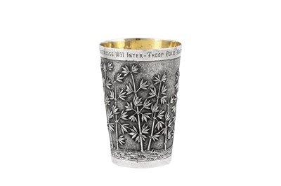 Lot 65 - A late 19th century Anglo – Indian silver beaker, Calcutta, Bhowanipore dated 1891 by Goopee Nath Dutt
