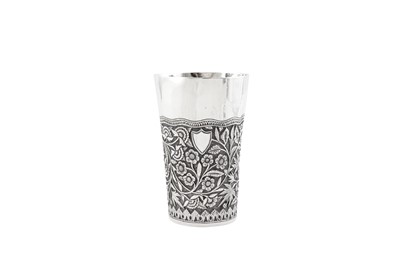 Lot 147 - A late 19th century Anglo – Indian unmarked silver beaker, Kashmir circa 1890