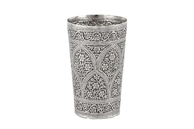 Lot 146 - An early 20th century Anglo – Indian unmarked silver beaker, Kashmir circa 1910