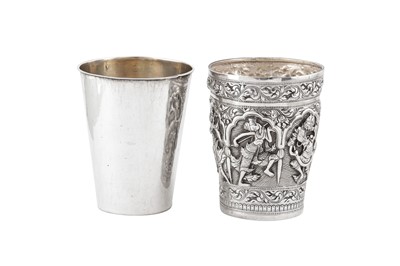 Lot 2 - A late 19th / early 20th century Burmese unmarked silver beaker, Upper Burma circa 1900