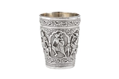 Lot 2 - A late 19th / early 20th century Burmese unmarked silver beaker, Upper Burma circa 1900