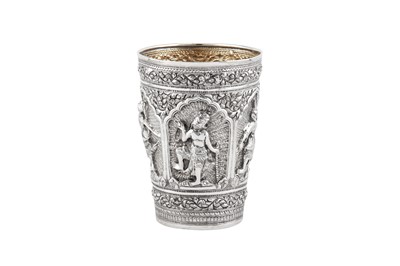 Lot 3 - A late 19th / early 20th century Burmese unmarked silver beaker, Upper Burma circa 1900