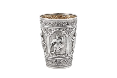 Lot 3 - A late 19th / early 20th century Burmese unmarked silver beaker, Upper Burma circa 1900