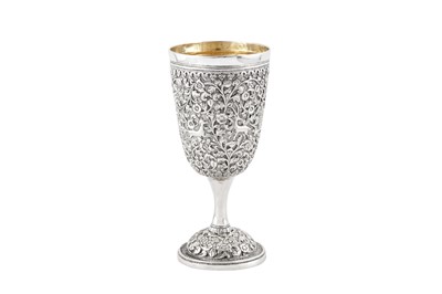 Lot 206 - A late 19th century Anglo – Indian unmarked silver goblet, Cutch circa 1890