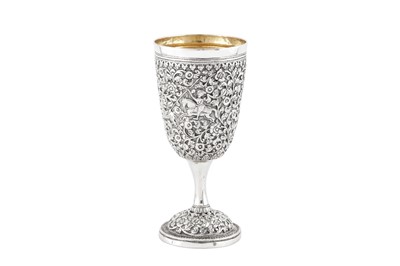 Lot 206 - A late 19th century Anglo – Indian unmarked silver goblet, Cutch circa 1890