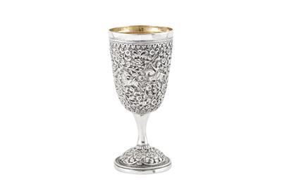 Lot 206 - A late 19th century Anglo – Indian unmarked silver goblet, Cutch circa 1890