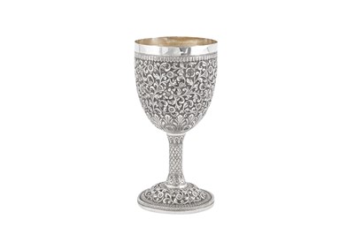 Lot 205 - A late 19th century Anglo – Indian unmarked silver goblet, Cutch circa 1890