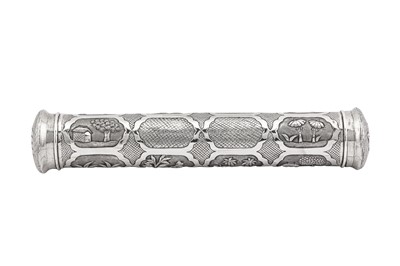 Lot 58 - An early 20th century Anglo – Indian unmarked silver scroll holder, Calcutta circa 1920