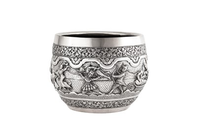 Lot 176 - A large late 19th century Anglo – Indian unmarked silver bowl, Poona circa 1890