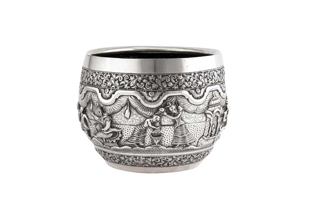 Lot 176 - A large late 19th century Anglo – Indian unmarked silver bowl, Poona circa 1890