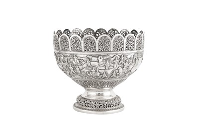 Lot 121 - A large late 19th century Anglo – Indian unmarked silver bowl, Lucknow circa 1890