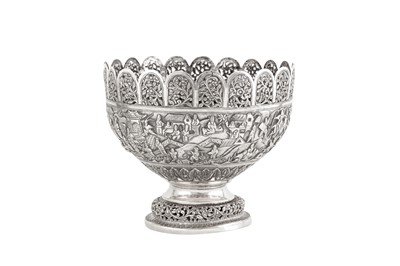 Lot 121 - A large late 19th century Anglo – Indian unmarked silver bowl, Lucknow circa 1890
