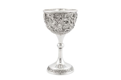 Lot 178 - A rare late 19th century Anglo – Indian unmarked silver standing cup, presumably Nasik, dated 1871
