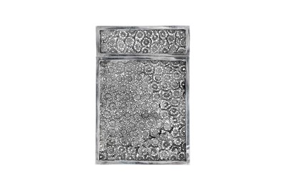 Lot 49 - A rare late 19th / early 20th century Anglo - Indian unmarked silver card case, Trichinopoly circa 1900
