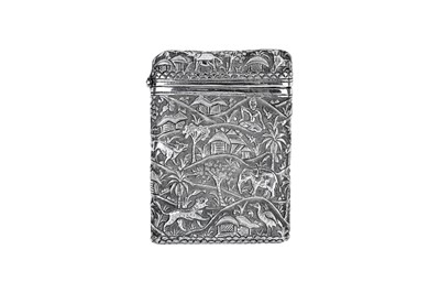 Lot 95 - An early 20th century Anglo - Indian unmarked silver card case, Lucknow circa 1910