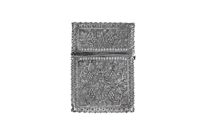 Lot 185 - A mid to late 19th century Anglo – Indian unmarked silver card case, Cutch circa 1860-70