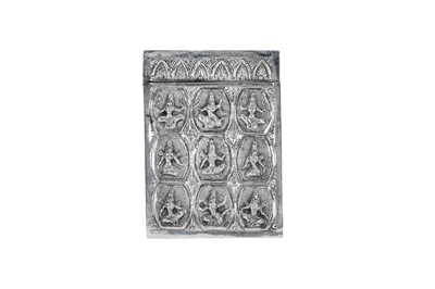 Lot 32 - A late 19th century Anglo – Indian unmarked silver card case, Madras circa 1890