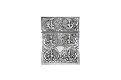 Lot 30 - A late 19th century Anglo – Indian unmarked silver card case, Madras circa 1890