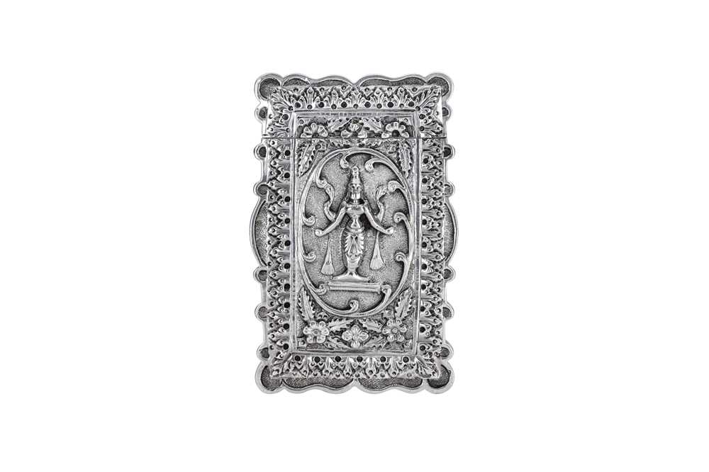 Lot 28 - A late 19th century Anglo – Indian unmarked silver card case, Madras circa 1880