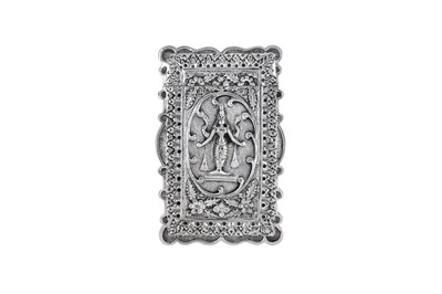 Lot 28 - A late 19th century Anglo – Indian unmarked silver card case, Madras circa 1880