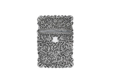 Lot 187 - A late 19th century Anglo – Indian unmarked silver card case, Cutch circa 1880