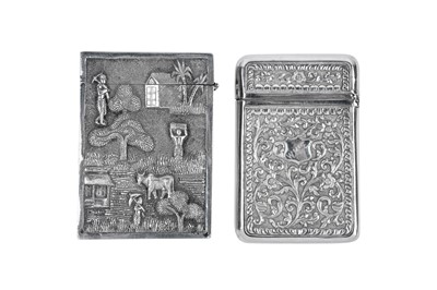 Lot 55 - An early 20th century Anglo – Indian unmarked silver card case, Calcutta circa 1910