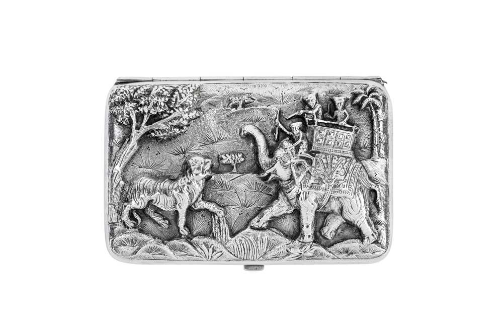 Lot 177 - A rare late 19th century Anglo – Indian unmarked silver cigarette case, Poona circa 1890, attributed to Heerappa Boochena