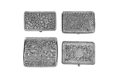 Lot 139 - Four early 20th century Anglo – Indian unmarked silver cigarette cases