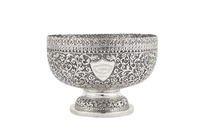 Lot 179 - A late 19th century Anglo – Indian unmarked silver footed bowl, Cutch dated 1895