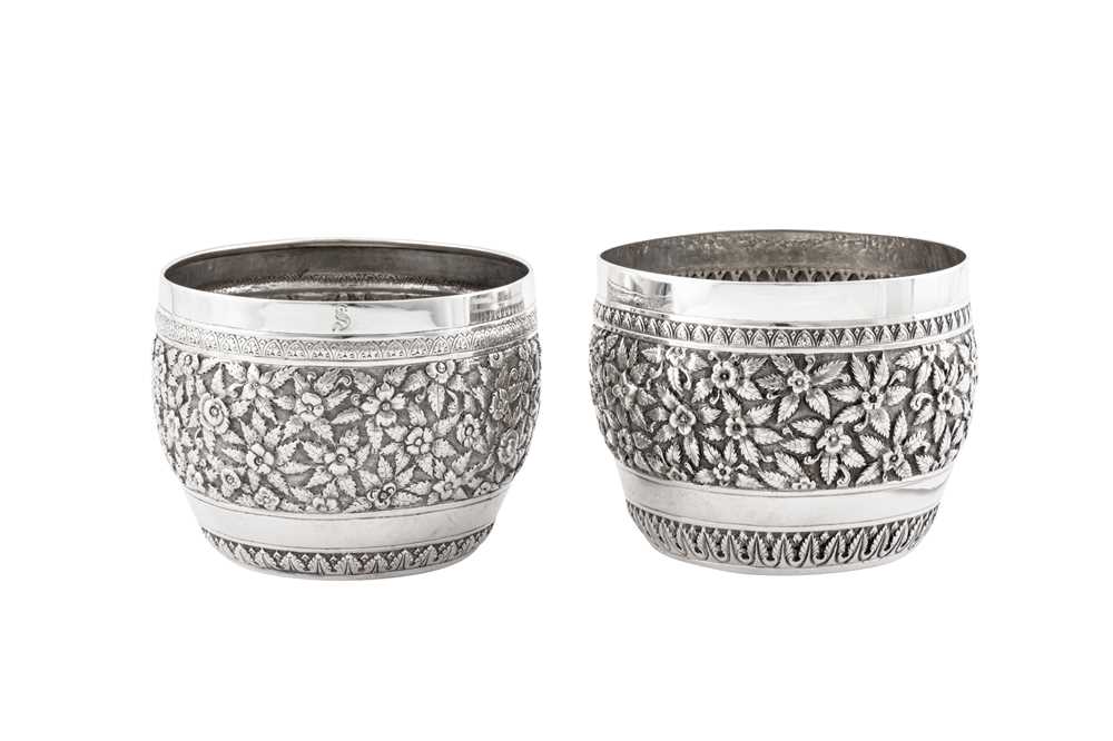 Lot 45 - A matched pair of early 20th century Anglo – Indian silver bowls, Madras circa 1910 by Peter Orr and Sons