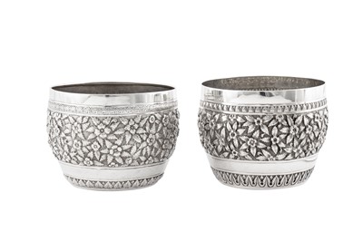 Lot 45 - A matched pair of early 20th century Anglo – Indian silver bowls, Madras circa 1910 by Peter Orr and Sons