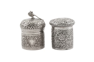 Lot 209 - A late 19th century Anglo – Indian unmarked silver dressing table jar, Cutch circa 1890