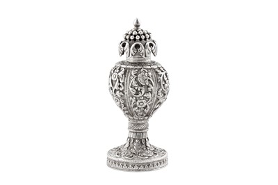 Lot 193 - A mid to late 19th century Anglo – Indian unmarked silver pepper, Cutch circa 1870