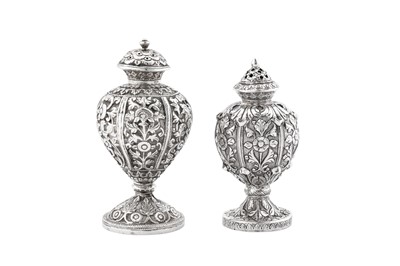 Lot 192 - Two mid to late 19th century Anglo – Indian unmarked silver pepper, Cutch circa 1870