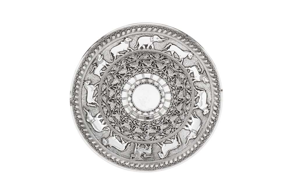 Lot 27 - An early to mid-20th century Ceylonese (Sri Lankan) silver moonstone tray, Kandy circa 1920-40