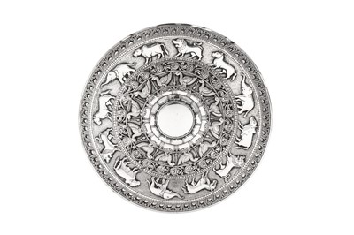 Lot 24 - An early to mid-20th century Ceylonese (Sri Lankan) unmarked silver moonstone tray, Kandy circa 1920-40
