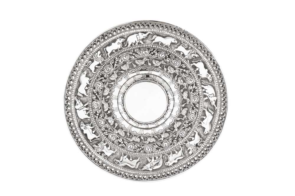 Lot 25 - A small early to mid-20th century Ceylonese (Sri Lankan) silver moonstone tray, Kandy circa 1920-40