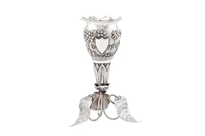 Lot 57 - An early 20th century Anglo – Indian unmarked silver posy vase, Calcutta circa 1920