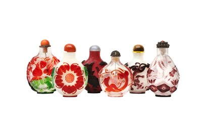 Lot 788 - A GROUP OF SIX CHINESE BEIJING GLASS SNUFF BOTTLES