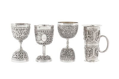 Lot 159 - A small early 20th century Anglo – Indian unmarked silver goblet, Karachi circa 1920