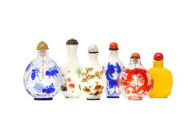 Lot 790 - A GROUP OF SIX CHINESE BEIJING GLASS SNUFF BOTTLES