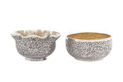 Lot 84 - Two early 20th century Anglo – Indian unmarked silver small bowls, Lucknow circa 1910