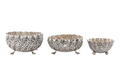 Lot 87 - Two early 20th century Anglo – Indian unmarked silver small bowls, Lucknow circa 1910