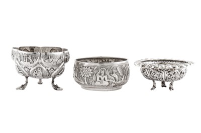 Lot 90 - Three early 20th century Anglo – Indian unmarked silver small bowls, Lucknow circa 1910