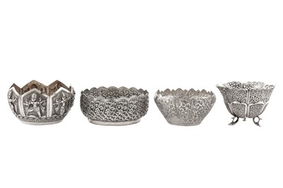 Lot 92 - Four early 20th century Anglo – Indian unmarked silver small bowls, Lucknow circa 1910