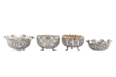 Lot 93 - Four early 20th century Anglo – Indian unmarked silver small bowls, Lucknow circa 1910