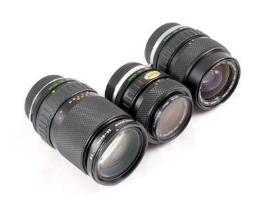 Lot 240 - Three Olympus Wide Angle OM Zoom Lenses, inc a Rare 35-80mm f2.8.