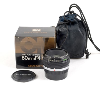 Lot 270 - An Olympus OM Auto-1:1 80mm f4 Macro Lens, for Bellows.