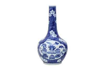 Lot 1002 - A CHINESE BLUE AND WHITE 'TREASURES' BOTTLE VASE