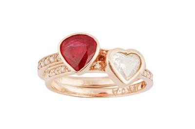 Lot 20 - Jacquie Aiche | A pair of ruby and diamond rings